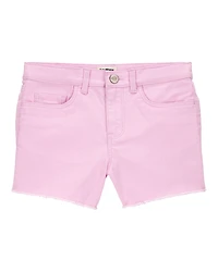 Kid Iconic Raw Hem Shorts - Pink