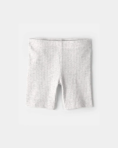 Toddler Girl Rib Bike Shorts - Grey