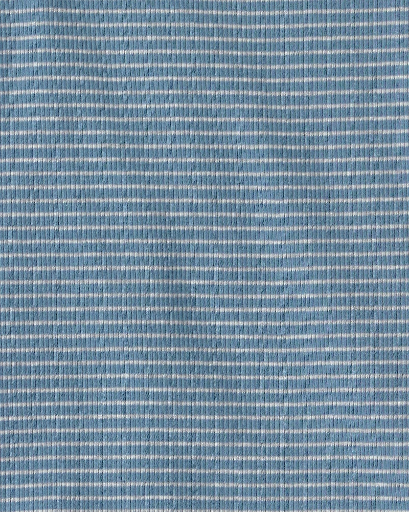 Toddler 2-Piece Organic Cotton Ribbed Pajama Set in Stripes