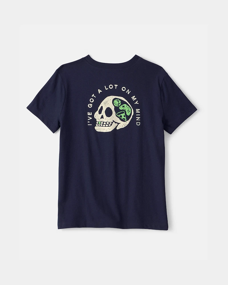 Boys Skull Graphic Tee - Blue