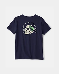 Boys Skull Graphic Tee - Blue