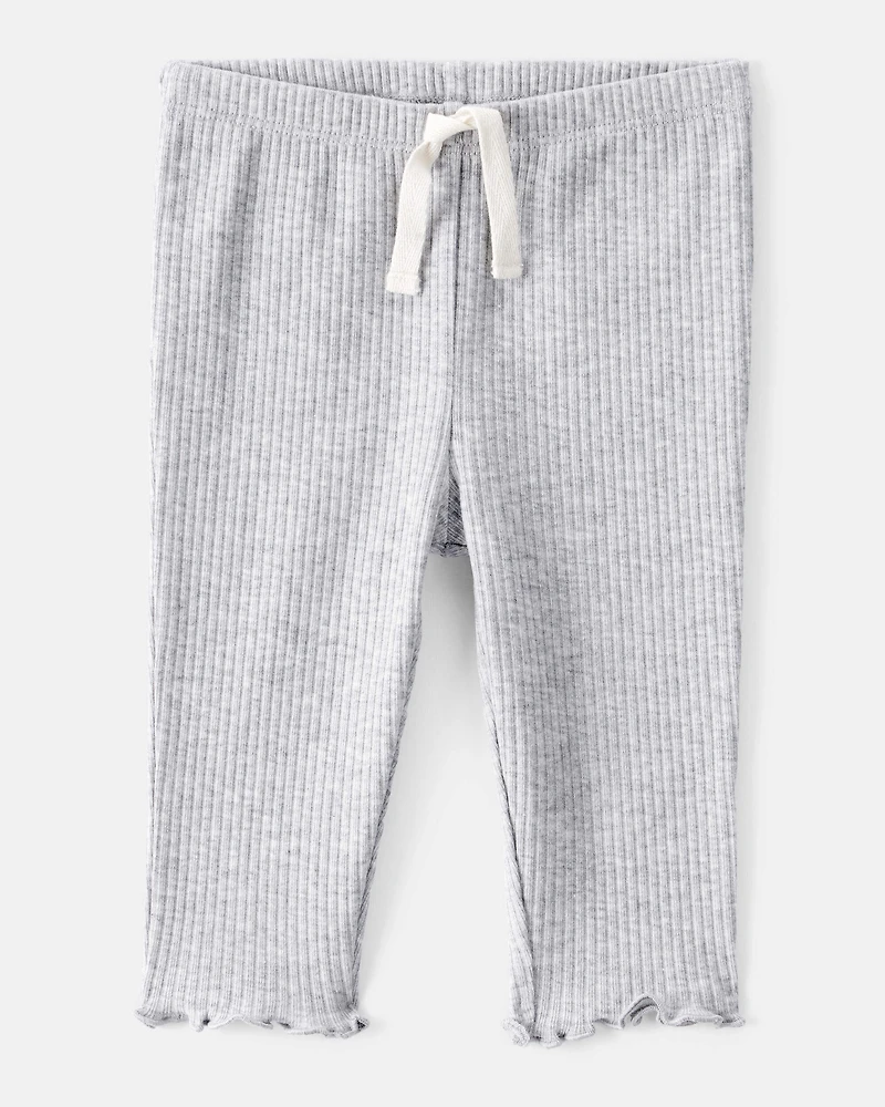 Baby Girl Knit Pull-On Pants - Grey