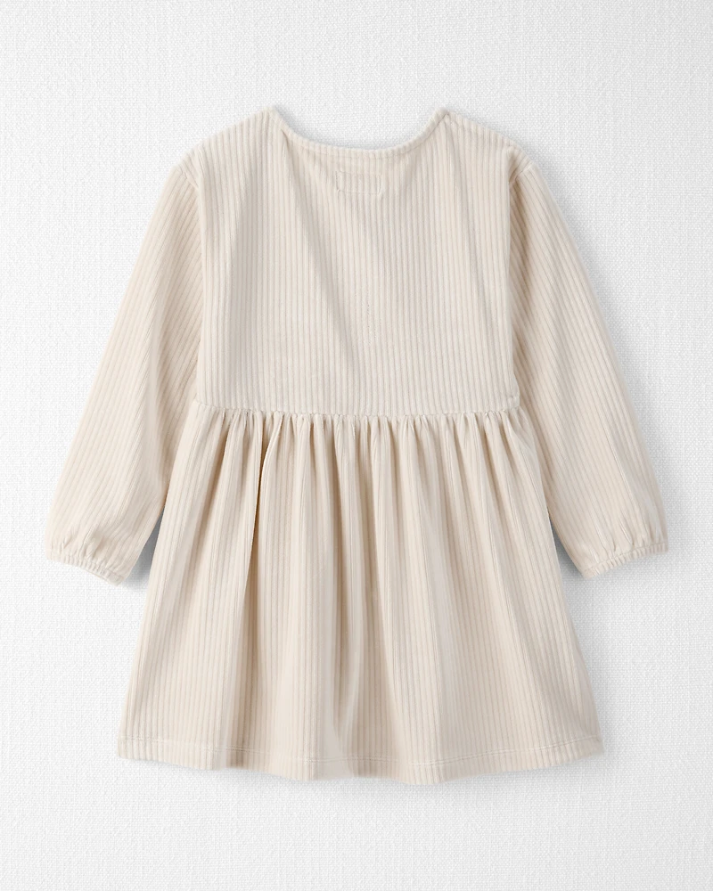 Toddler Girl Recycled Ribbed Velour Dress