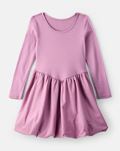 Girls Long Sleeve Cotton Bubble Dress