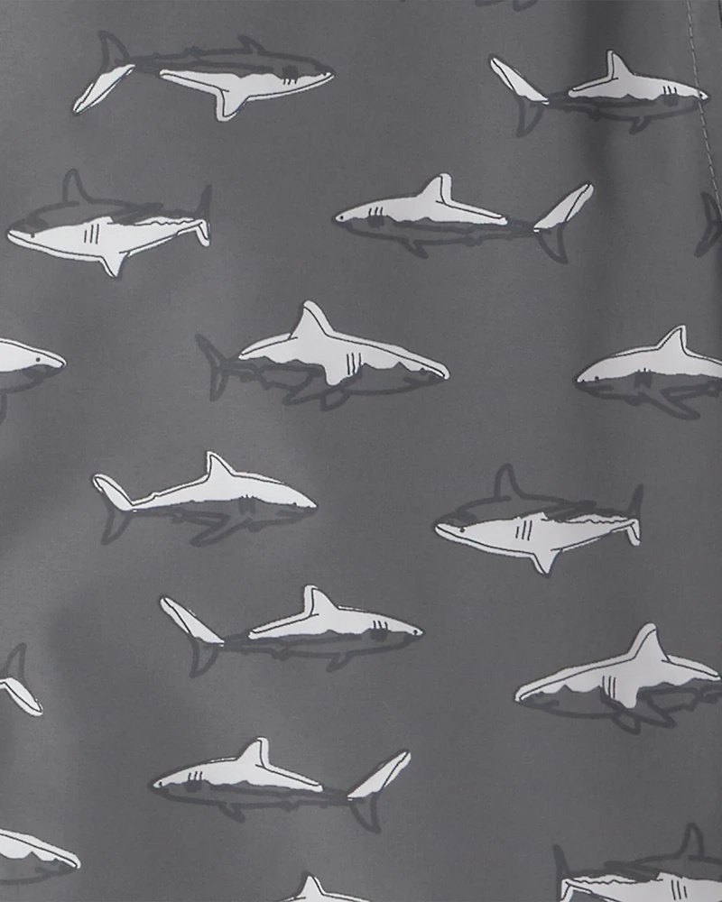Boys Shark Raincoat - Grey