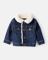 Baby Boy Sherpa Denim Jacket - Dark Wash