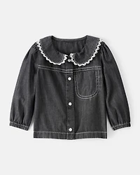 Baby Girl Western Denim Long-Sleeve Top - Black