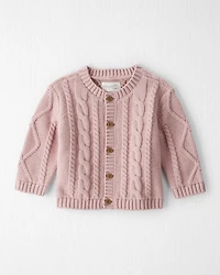 Baby Girl Organic Cotton Cable Knit Cardigan
