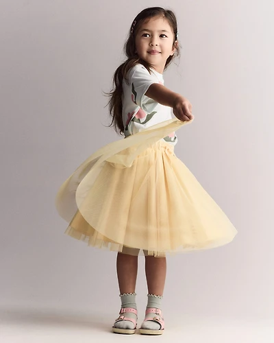Toddler Girl Avenue Twirl™ Midi Skirt with Tulle - Yellow
