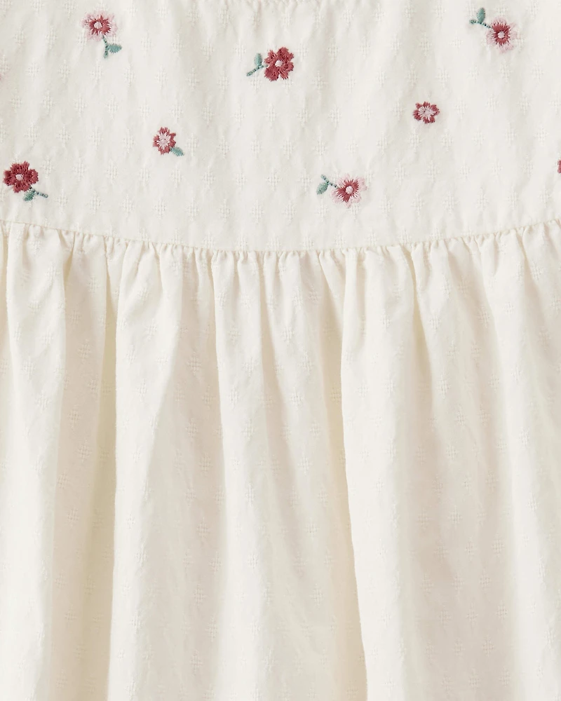 Girls Organic Cotton Floral Print Long-Sleeve Top