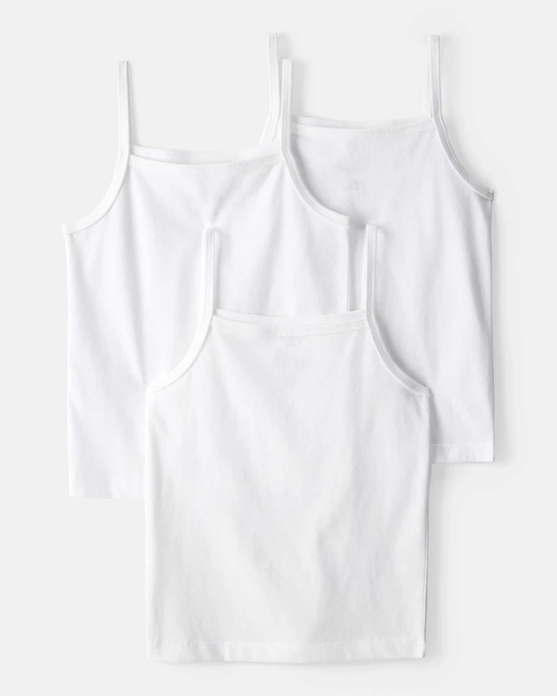 Girls 3-Pack Cami Tank Undershirts - White