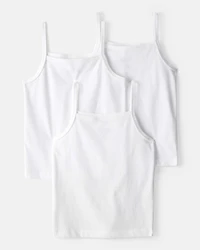 Girls 3-Pack Cami Tank Undershirts - White