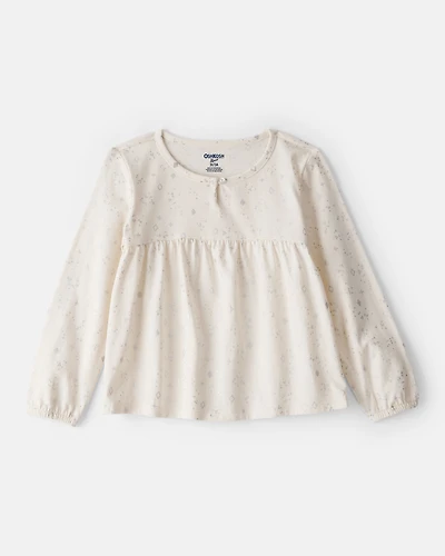 Toddler Girl Floral Top - Ivory