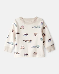 Baby Boy 2-Piece Car Overall Set - Cream