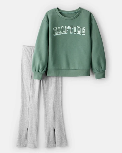 Girls 2-Piece Halftime Sweatshirt & Pant Set - Green