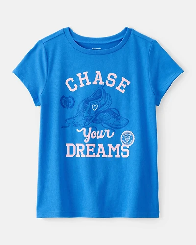 Girls Track Short-Sleeve Graphic Tee - Blue