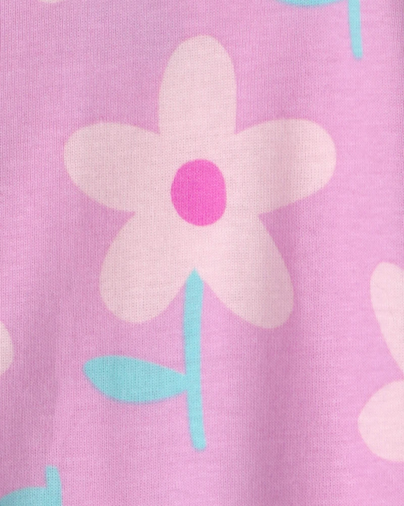 Toddler Girl Floral 100% Cotton Snug Fit 1-Piece Pajama - Pink