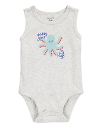 Baby Boy Octopus Daddy Sleeveless Bodysuit - Grey