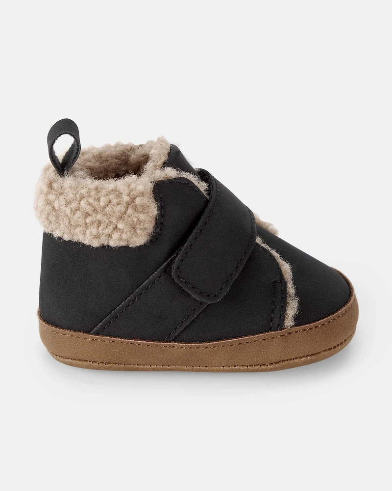 Baby Boy Sherpa Boots - Black/Brown
