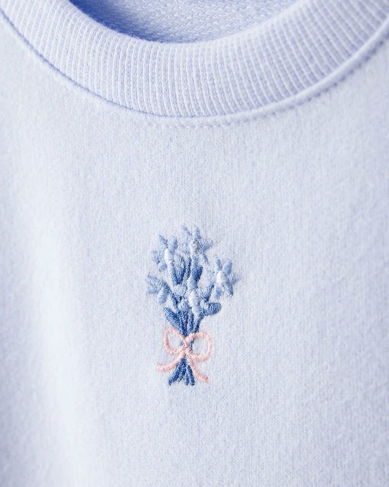 Baby Girl  2-Piece Floral French Terry Sweatshirt & Pant Set - Blue