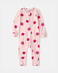 Baby Girl Strawberry PurelySoft Sleep & Play Pajama - Pink