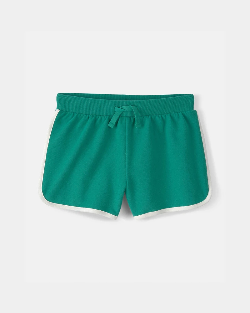 Girls French Terry Active Shorts - Green