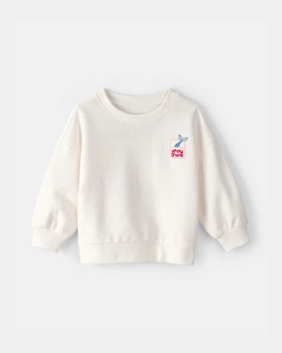 Baby Girl Mermaid French Terry Pullover Sweatshirt - Ivory