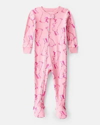Baby Girl Bunny 100% Cotton Snug Fit 2-Way Zip Footie 1-Piece Pajamas - Pink