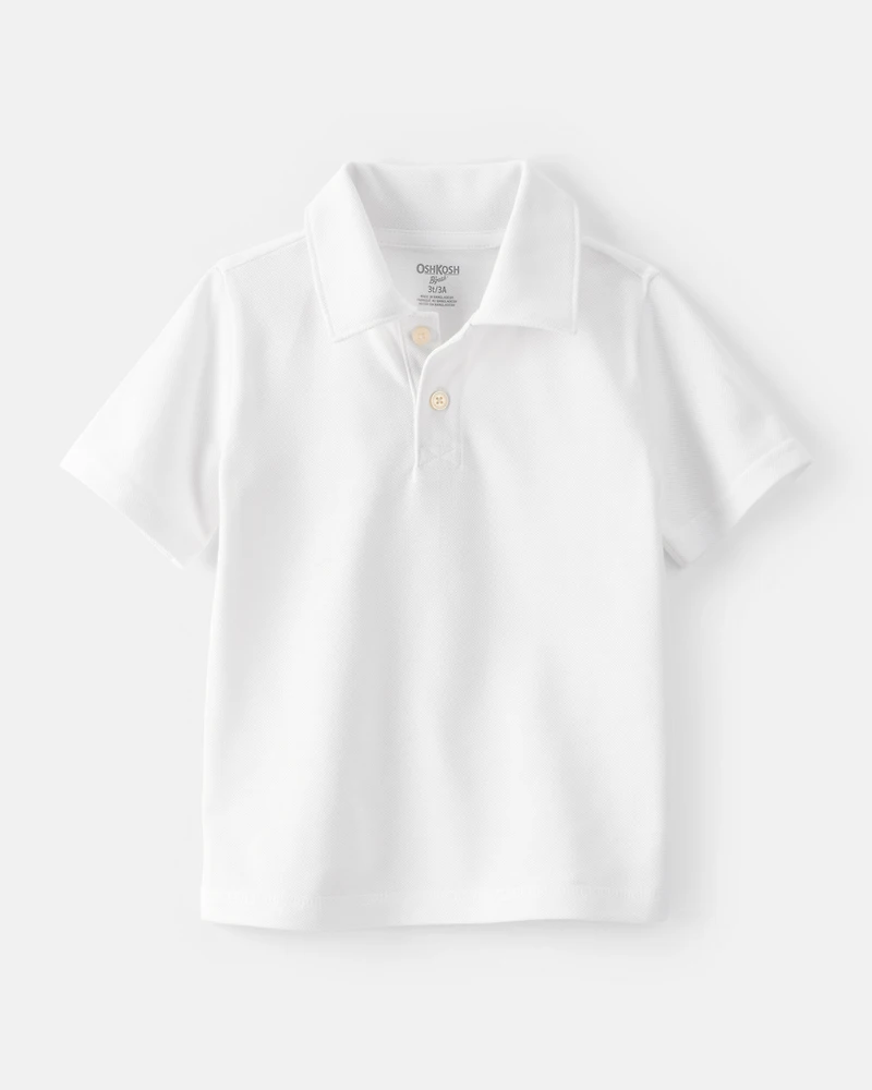 Toddler 2-Pack Pique Uniform Polo Shirts - White