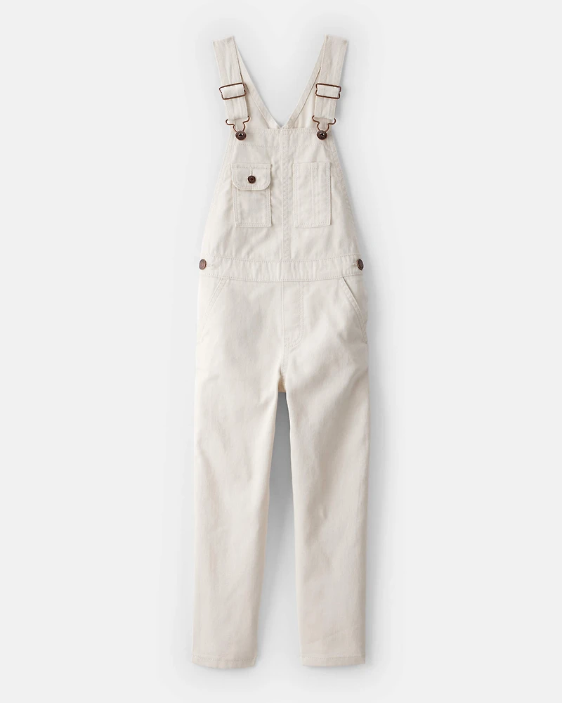 Girls Cotton Sleeveless Overalls - Cream