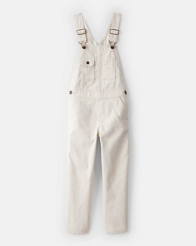Girls Cotton Sleeveless Overalls - Cream