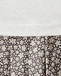 Girls Floral Sweatshirt Dress - Grey/Green