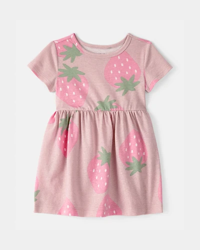 Baby Girl Strawberry Short-Sleeve Dress - Pink