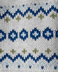 Baby Boy Organic Cotton Fair Isle Sherpa Sweater Knit Jacket