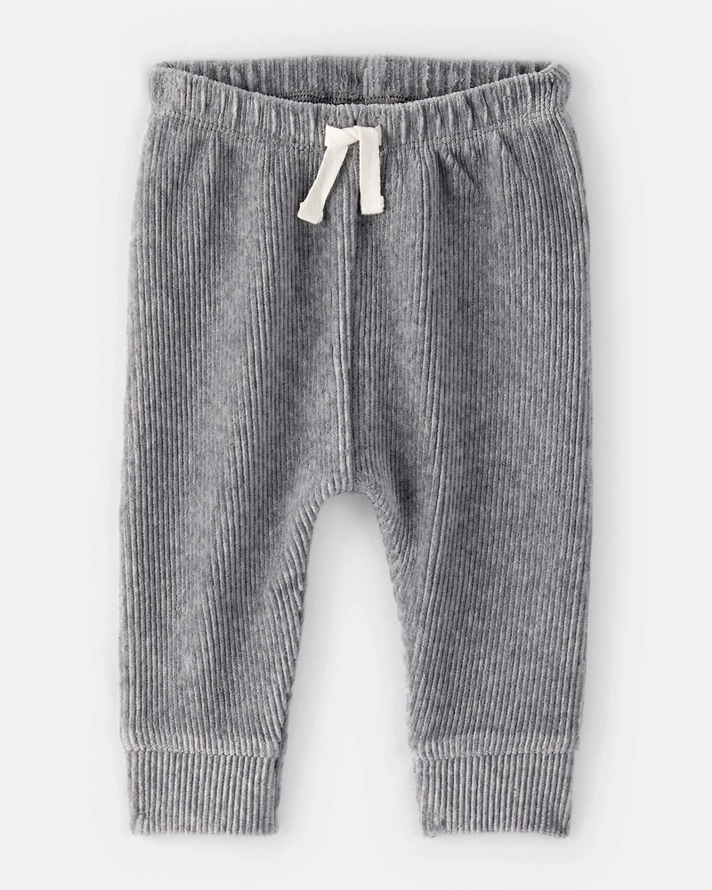 Baby Boy 2-Piece Ribbed Pullover Sweatshirt & Pants Set - Grey