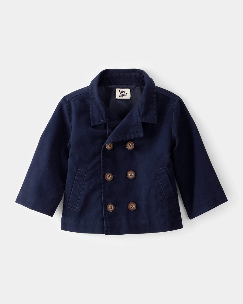 Baby Twill 100% Cotton Button-Down Jacket - Navy
