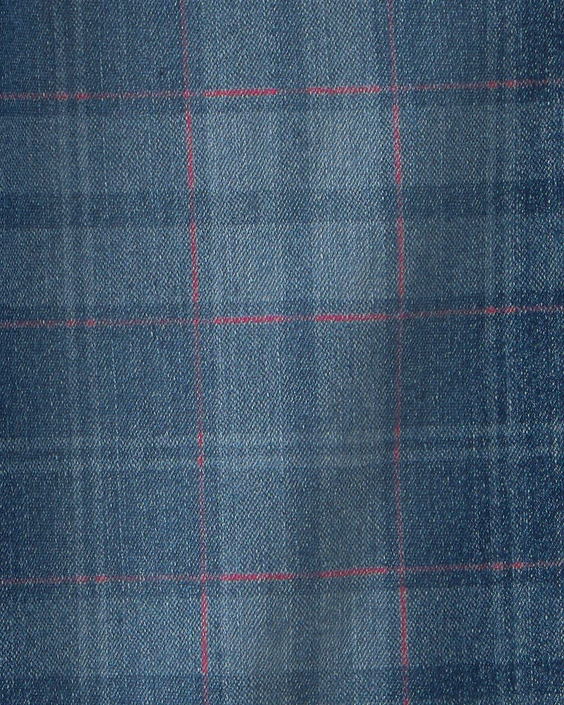 Girls Plaid Denim Wide-Leg Jeans - Medium Wash