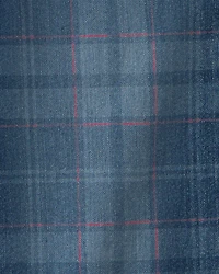 Girls Plaid Denim Wide-Leg Jeans - Medium Wash