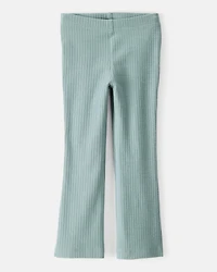 Toddler Girl 2-Piece White Peplum Top & Green Flare Leggings Set - Cream/Green