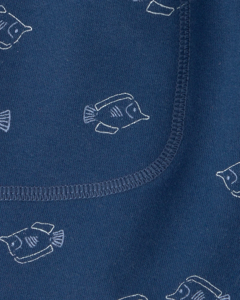 Toddler Boy Fish French Terry Shorts - Blue