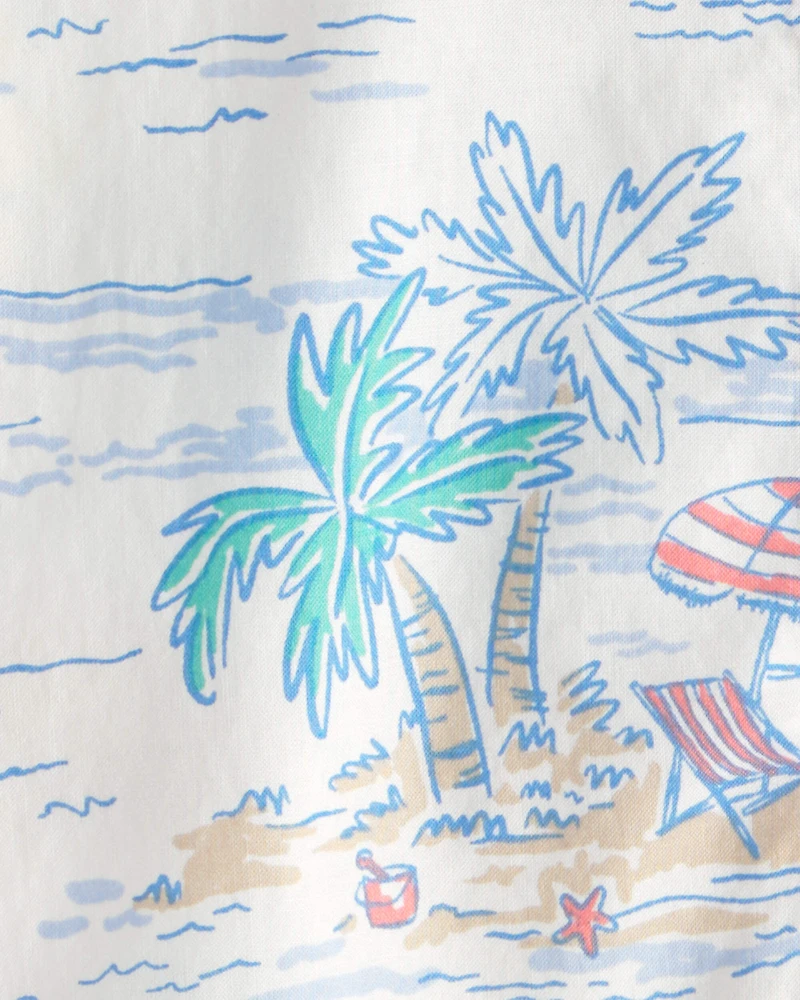 Baby Boy Tropical Beach Short-Sleeve Romper
