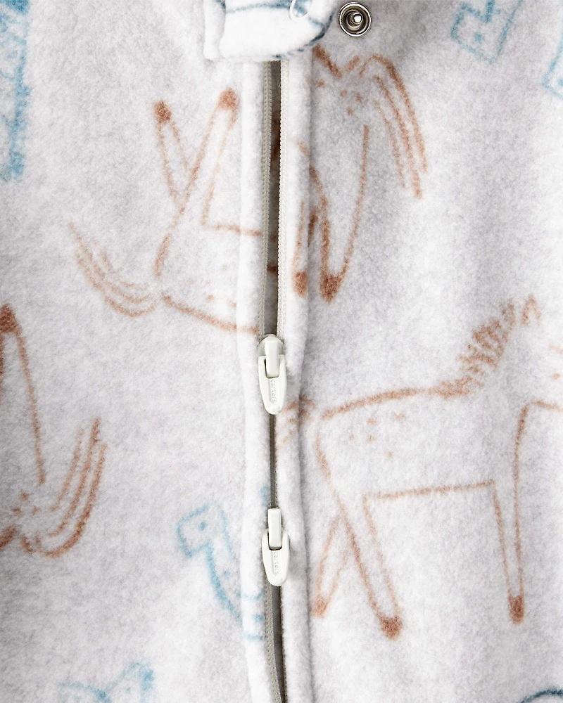 Baby Boy Western Cowboy Print Loose Fit Long-Sleeve Sleep & Play Pajamas - Grey