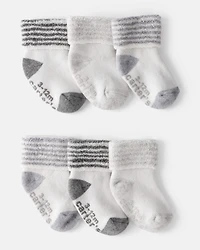Baby 6-Pack Striped Ankle Socks - White/Grey