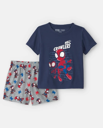 Toddler Boy 2-Piece ©Marvel Spider-Man Short-Sleeve Pajama Set - Blue/Grey