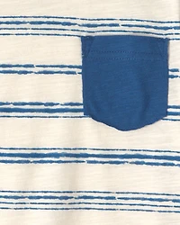Toddler Boy Stripe Pocket Tee - Blue/Ivory