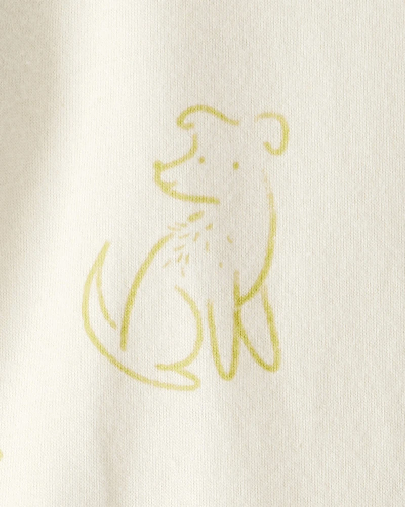 Baby Boy Dog Print Cotton Long-Sleeve Fashion Bodysuit - Ivory