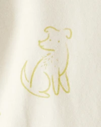 Baby Boy Dog Print Cotton Long-Sleeve Fashion Bodysuit - Ivory