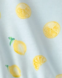 Girls Lemon French Terry Dress - Green/Yellow