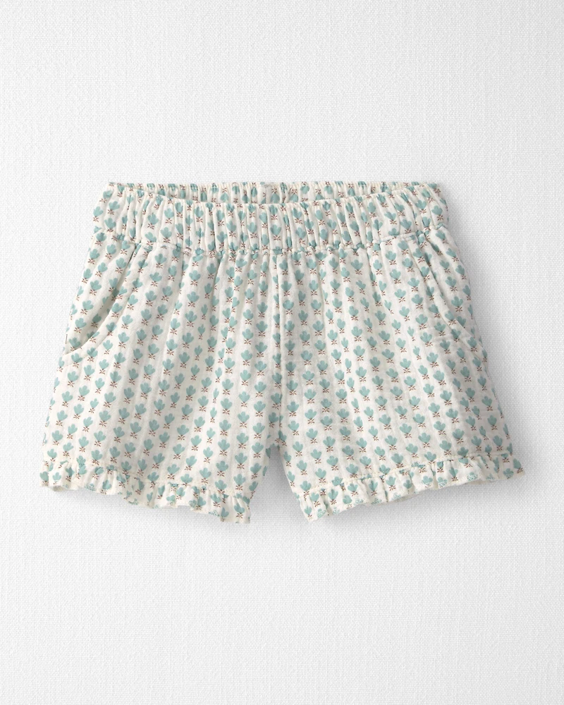 Toddler Girl 2-Piece Organic Cotton Gauze Top & Short Set in Floral