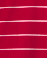 Toddler Boy 1-Piece Moose Striped DreamPlush Snug Fit Footed Pajama - Red